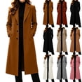 thumbnail image 1 of Mifsaly Womens Long Wool Blend Coat Notched Lapel Single Breasted Overcoat with Pockets Classic Tailored Business Office Casual Winter Outerwear, 1 of 9