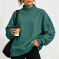 thumbnail image 1 of Mifsaly Womens Mock Neck Sweatshirt Oversized Drop Shoulder Pullover Sweatshirts with Sleeve Zipper Pocket Green,XXL, 1 of 7