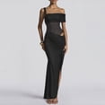 thumbnail image 1 of Mifsaly Womens One Shoulder Bodycon Dresses Maxi Mesh Patchwork Party Club Dress Ruched Side Slit Fitted Going Out Date Night Elegant Gowns L, 1 of 7
