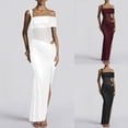 thumbnail image 1 of Mifsaly Womens One Shoulder Bodycon Dresses Maxi Mesh Patchwork Party Club Dress Ruched Side Slit Fitted Going Out Date Night Elegant Gowns M, 1 of 7