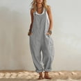 thumbnail image 1 of Mifsaly Womens Overalls Jumpsuit Sleeveless Wide Leg Harem Pants Lightweight Flowy Oversized Linen Jumpsuits Summer Casual Vacation Outfits with Pockets, 1 of 7