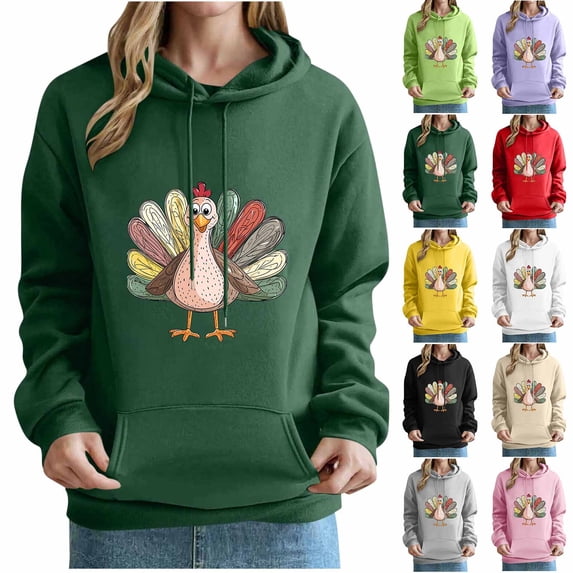 Mifsaly Womens Oversized Halloween Hoodie Funny Turkey Graphic Fall Thanksgiving Pullover Sweatshirts Women Casual Novelty Autumn Holiday Clothes Army Green,XXL