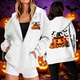 thumbnail image 1 of Mifsaly Womens Oversized Halloween Hoodie Spooky Graphic Zip Up Hooded Sweatshirt Casual Fall Long Sleeve Jacket for Party Everyday Novelty White,XL, 1 of 8
