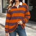 thumbnail image 1 of Mifsaly Womens Oversized Sweatshirts Striped Button Down Collared Pullover Tops Fall Winter Fashion Stylish Y2K Street Daily Going Out Lounge Outfits, 1 of 9
