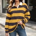 thumbnail image 1 of Mifsaly Womens Oversized Sweatshirts Striped Button Down Collared Pullover Tops Fall Winter Fashion Stylish Y2K Street Daily Going Out Lounge Outfits, 1 of 9