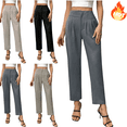 thumbnail image 1 of Mifsaly Womens Petite Dress Pants Striped Cotton Linen Straight Leg Pant Business Casual Work Trousers Office Going Out Fashion Workwear with Pockets, 1 of 5