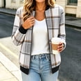 thumbnail image 1 of Mifsaly Womens Plaid Bomber Jacket Cropped Zip Up Flannel Coat Ribbed Cuffs Fall Winter Warm Going Out Street Urban Outerwear with Pockets, 1 of 7