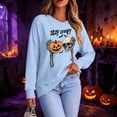 thumbnail image 1 of Mifsaly Womens Plus Size Halloween Sweatshirt Skull Pumpkin Graphic V Neck Shirts Spooky Vibes Classic Fall Festival Holiday Casual Wear, 1 of 5