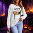 thumbnail image 1 of Mifsaly Womens Plus Size Halloween Sweatshirt Skull Pumpkin Graphic V Neck Shirts Spooky Vibes Classic Fall Festival Holiday Casual Wear, 1 of 5