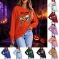 thumbnail image 1 of Mifsaly Womens Plus Size Halloween Sweatshirt Skull Pumpkin Graphic V Neck Shirts Spooky Vibes Classic Fall Festival Holiday Casual Wear, 1 of 5