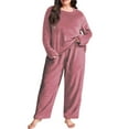 thumbnail image 1 of Mifsaly Womens Plus Size Pajama Sets Lounge 2 Piece Fleece Winter Pjs Outfits Oversized Homewear Long Sleeve Crewneck Warm Sleepwear Cozy Soft Loose Nightwear Casual Loose Pants Fashion Loungewear, 1 of 4