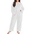 thumbnail image 1 of Mifsaly Womens Plus Size Pajama Sets Lounge 2 Piece Fleece Winter Pjs Outfits Oversized Homewear Long Sleeve Crewneck Warm Sleepwear Cozy Soft Loose Nightwear Casual Loose Pants Fashion Loungewear, 1 of 4