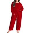 thumbnail image 1 of Mifsaly Womens Plus Size Pajama Sets Lounge 2 Piece Fleece Winter Pjs Outfits Oversized Homewear Long Sleeve Crewneck Warm Sleepwear Cozy Soft Loose Nightwear Casual Loose Pants Fashion Loungewear, 1 of 4