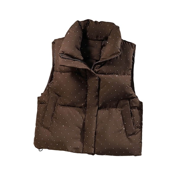 Mifsaly Womens Puffer Vest Stand Collar Sleeveless Quilted Jacket Lightweight Warm Casual Winter Outerwear with Pockets for Travel Daily Coffee,S