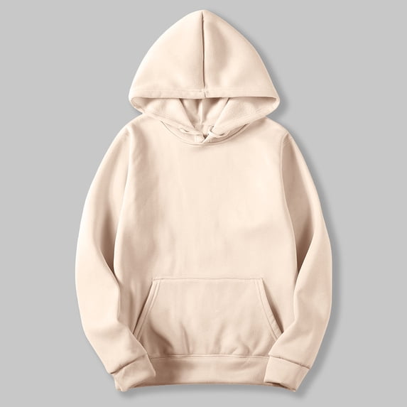Mifsaly Womens Pullover Hoodie Long Sleeve Hooded Sweatshirt Lightweight Casual Fall Winter Activewear with Pockets Beige,M