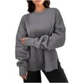 thumbnail image 1 of Mifsaly Womens Pullover Sweatshirt Oversized Thick Warm Long Sleeve Sweatshirts Pleated Side Plit Baggy Tops with Thumb Hole 2025 Fashion Workout Outfits, 1 of 6