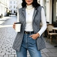 thumbnail image 1 of Mifsaly Womens Quilted Vest Lapel Collar Sleeveless Jacket Lightweight Warm Casual Outerwear Open Front Layering Coat for Work Travel Everyday Fall Winter Dark Gray,XXXL, 1 of 7