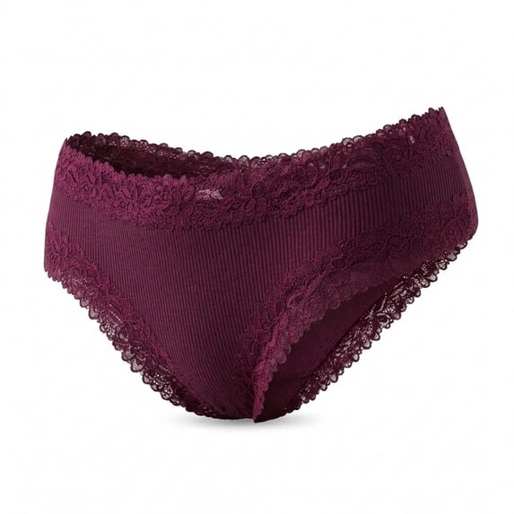 Ladies Ribbed Briefs Mifsaly Womens Ribbed Underwear Mid Rise Briefs with Floral Lace Trim ...