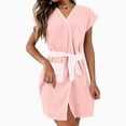 thumbnail image 1 of Mifsaly Womens Robes Lightweight Waffle Knit Spa Shower Robe with Belt Pockets Pink,Free Size, 1 of 7