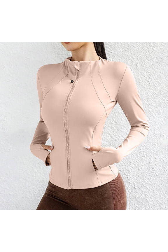 Womens Slim Fit Workout Jacket Sun Protection Full Zip Lightweight Athletic Track Jackets with Thumbholes and Pockets Outdoor Running Yoga Workout Clothes XL