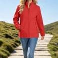 thumbnail image 1 of Mifsaly Womens Softshell Jacket Full Zip Stand Collar Windbreaker Long Sleeve Casual Outdoor Coat with Zipper Pockets Red,S, 1 of 9
