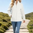 thumbnail image 1 of Mifsaly Womens Softshell Jacket Full Zip Stand Collar Windbreaker Long Sleeve Casual Outdoor Coat with Zipper Pockets White,S, 1 of 9