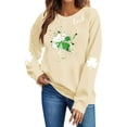 thumbnail image 1 of Mifsaly Womens St Patricks Day Sweatshirt Shamrock Graphic Long Sleeve Shirts Crewneck Heart Print Loose Dressy Casual Blouse Irish Festival Green Outfits L, 1 of 7