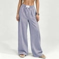 thumbnail image 1 of Mifsaly Womens Striped Pants Wide Leg Lounge Pants Elastic Waist Relaxed Fit Pajama Sleep Trousers for Home and Beach Vacation Blue,XL, 1 of 5