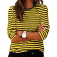 thumbnail image 1 of Mifsaly Womens Striped Shirt Crewneck 3/4 Sleeve Cotton Tops Comfortable Everyday Summer T-Shirts M, 1 of 5