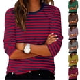 thumbnail image 1 of Mifsaly Womens Striped Shirt Crewneck 3/4 Sleeve Cotton Tops Comfortable Everyday Summer T-Shirts XL, 1 of 5