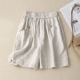 thumbnail image 1 of Mifsaly Womens Summer Shorts Button Details High Waisted Wide Leg Shorts with Pockets Lightweight Relaxed Fit Daily Wear Casual Summer Outfits Beige,L, 1 of 6