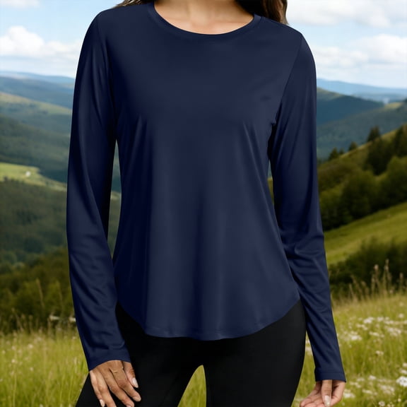 Mifsaly Womens Sun Protection Shirt Upf 50+ Long Sleeve Performance Top Lightweight Quick Dry Cooling Workout Tee Breathable Athletic Undershirt for Hiking Yoga XL