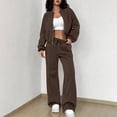 thumbnail image 1 of Mifsaly Womens Sweatsuits 2 Piece Outfit Zip Up Cropped Bomber Jacket and Wide Leg Sweatpants Fall Winter Y2K Street Workout Lounge Matching Outfits, 1 of 7