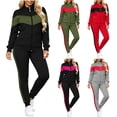 thumbnail image 1 of Mifsaly Womens Track Suits 2 Piece Set Fall Trendy Color Block Workout Daily Lounge Matching Outfits Collared Zip Up Jacket And Jogger Pants, 1 of 7