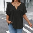 thumbnail image 1 of Mifsaly Womens V Neck Short Sleeve Tops Summer Ribbed Knit Oversized T Shirts Casual Loose Fit Flattering Daily Wear Soft Breathable Comfy Basic Top XXXL, 1 of 6