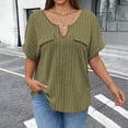 thumbnail image 1 of Mifsaly Womens V Neck Short Sleeve Tops Summer Ribbed Knit Oversized T Shirts Casual Loose Fit Flattering Daily Wear Soft Breathable Comfy Basic Top XXXL, 1 of 5