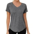 thumbnail image 1 of Mifsaly Womens V Neck Short Sleeve Workout Shirts Raglan Sleeve Athletic T-Shirts Lightweight Breathable Gym Training Running Tops Black,L, 1 of 8