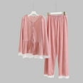 thumbnail image 1 of Mifsaly Womens Velvet Pajamas Sets Lounge Pjs 2 Piece Buttons Long Sleeve Crewneck Sleepwear Soft Cozy Loose Nightwear Pullover High Waist Loose Pants Lace Hem Soild Color Fashion Homewear, 1 of 9