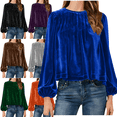 thumbnail image 1 of Mifsaly Womens Velvet Top Puff Long Sleeve Velour Blouse Pleated Business Elegant Shirt Fall Winter Trendy Dressy Casual T-Shirts with Elastic Cuffs M, 1 of 9
