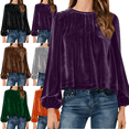 thumbnail image 1 of Mifsaly Womens Velvet Top Puff Long Sleeve Velour Blouse Pleated Business Elegant Shirt Fall Winter Trendy Dressy Casual T-Shirts with Elastic Cuffs XXL, 1 of 9