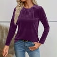 thumbnail image 1 of Mifsaly Womens Velvet Top Pullover Ribbed Business Blouses Vintage Crewneck Long Sleeve Work T-Shirts Elegant Fall Winter Pullover Shirts Ladies Fashion Workwear Purple L, 1 of 9