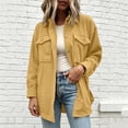 thumbnail image 1 of Mifsaly Womens Waffle Knit Shacket Lapel Collar Button Down Long Sleeve Shirt Jacket Relaxed Fit Work Office Daily Casual Fall Outerwear Yellow,XXL, 1 of 7