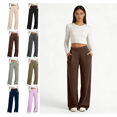 thumbnail image 1 of Mifsaly Womens Yoga Pants with Pockets High Waisted Wide Leg Workout Pant Lightweight Casual Summer Clothes 2026 Brown,XXL, 1 of 8