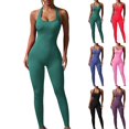 thumbnail image 1 of Mifsaly Yoga One Piece Workout Jumpsuits Women Ribbed Seamless Backless Bodycon Romper Gym Running Bodysuit Sport Leggings S, 1 of 4