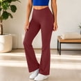 thumbnail image 1 of Mifsaly Yoga Pants for Women High Waisted Flare Leggings Soft Stretchy Workout Activewear with Pockets Wine,M, 1 of 8