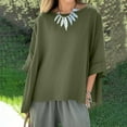 thumbnail image 1 of Mifsaly linen shirts for women 3/4 sleeve crewneck oversized tshirts dressy casual summer tops beach vacation lightweight blouse loose comfy spring outfits L, 1 of 6