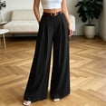 thumbnail image 1 of Mifsaly office Pants for Women Pleated Front Flowy Wide Leg Trousers Elegant Relaxed Fit Business Casual Bottoms with Pockets Black,L, 1 of 7