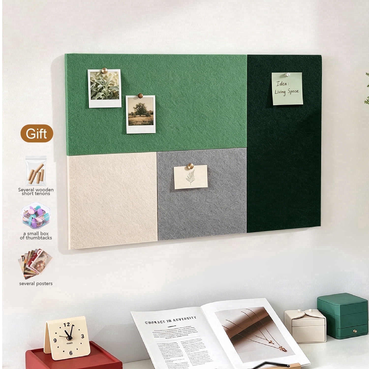 Mifurn 11.81''*11.81'' Felt Bulletin Board, 4 Colors, 6 Pack