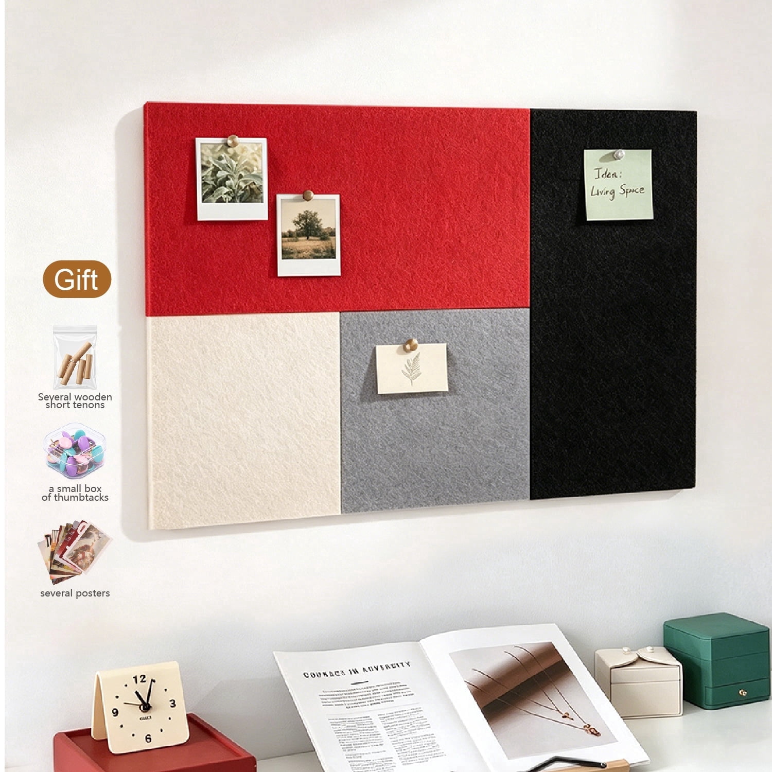 Mifurn 11.81''*11.81'' Felt Bulletin Board, 4 Colors, 6 Pack