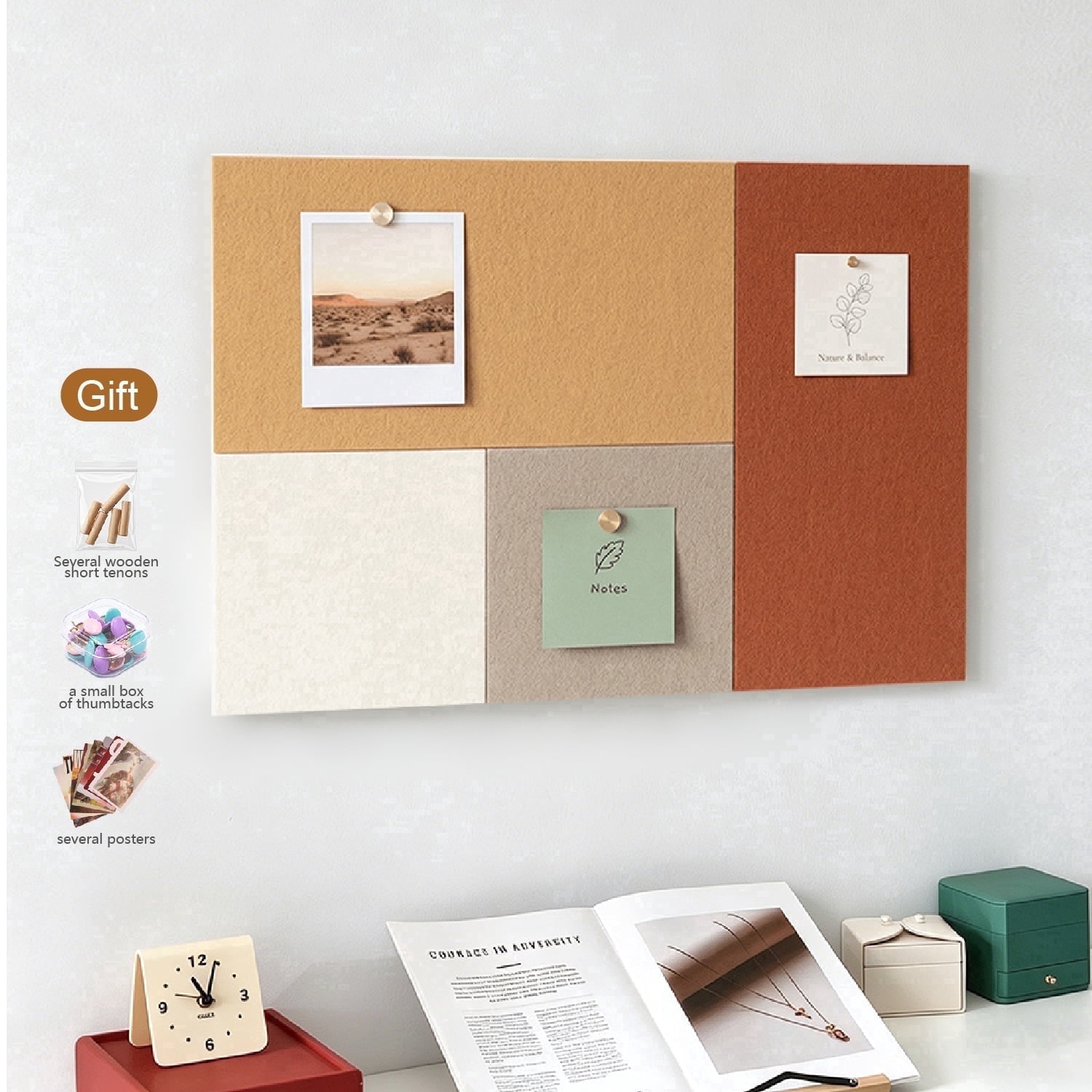 Mifurn 15.75''*15.75'' Felt Bulletin Board, 4 Colors, 6 Pack